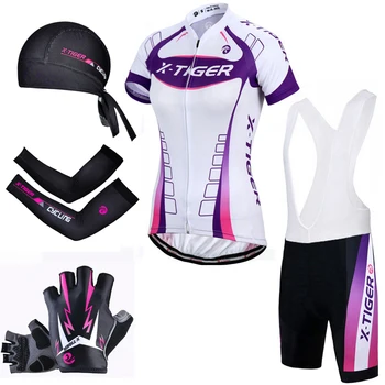 X-Tiger Pro Women Summer Cycling Set Quick-Dry Racing Bicycle Cycling Clothing Oddychającym Mountain Bike Clothes Jazda Na Rowerze Jersey