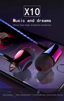 X10 3,5 mm słuchawki przewodowe sportowy zestaw słuchawkowy 1,2 m w uchu głęboki bass słuchawki stereo w/mikrofon dla iphone, samsung, huawei, xiaomi vivo, oppo