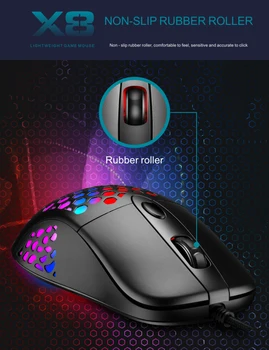 X8 Creative Gaming Mouse 6400DPI Wired Gaming Work Hole Hollow Desktop Computer Notebook Mouse 2020 New
