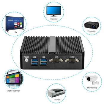 XCY Fanless Mini PC Intel Celeron N4100 Dual Gigabit Ethernet, 2x RS232 HDMI, VGA, 4xUSB WiFi Windows 10 Linux komputer przemysłowy