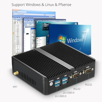 XCY Fanless Mini PC Intel Celeron N4100 Dual Gigabit Ethernet, 2x RS232 HDMI, VGA, 4xUSB WiFi Windows 10 Linux komputer przemysłowy