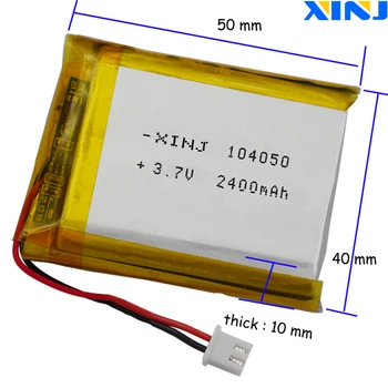 XINJ 3.7 V 2400mAh akumulator litowo-polimerowy akumulator lipo cell 104050 2pin JST 2.54 mm dla GPS Sat Nav Phone E-book PDA Camera MID Tablet PC