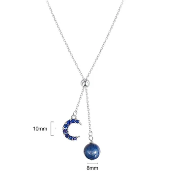 XIYANIKE 925 srebro nowa moda Blue Moon Planet frędzel naszyjnik biżuteria regulowany dla kobiet partii akcesoria