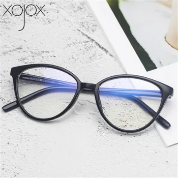 XojoX Fashion Cat Eye Glasses Frame Women Optical Anti-blue light Spectacular Frames Men Vintage przezroczyste fałszywe okulary komputer