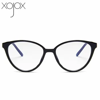 XojoX Fashion Cat Eye Glasses Frame Women Optical Anti-blue light Spectacular Frames Men Vintage przezroczyste fałszywe okulary komputer