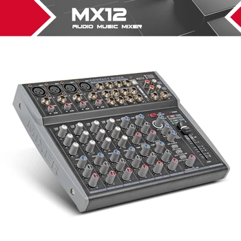XTUGA 12 Channels Audio Mixer DJ Mixer mikser z wejściem USB, XLR zasilanie phantom 48V dla nagrywania DJ Stage