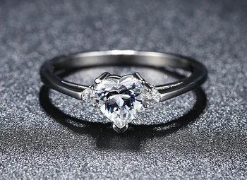YANHUI proste serce pasjans pierścień 925 srebro prezent ślubny miłość na zawsze obrączki dla kobiet wykwintne biżuteria JZ006
