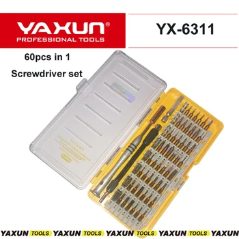 YAXUN NEW 60 in 1 Precision Tool Kit 56 bitów magnetyczny zestaw wkrętaków do telefonów komórkowych kompaktowego tabletu naprawy obsługi