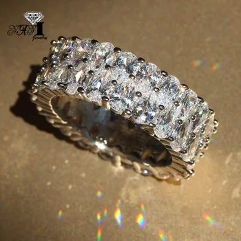 YaYI Jewelry Fashion Princess Cut 9.6 CT Biały Cyrkon srebrny kolor obrączki obrączki partyjne pierścienie