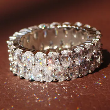 YaYI Jewelry Fashion Princess Cut 9.6 CT Biały Cyrkon srebrny kolor obrączki obrączki partyjne pierścienie