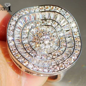 YaYI Jewelry Princess Cut 12 CT Biały Cyrkon srebrny kolor obrączki pierścionek serce pierścienie dziewczyny partia pierścień prezenty 962
