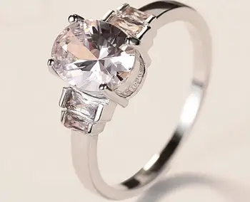 YGU06 srebro próby 925 podstawowy Cyrkonią pierścionek zaręczynowy dla dziewczyny prezent na Urodziny