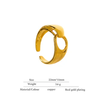 Yhpup 2021 zaręczynowy pierścień moda złoto metal Otwarcie pierścień elegancki miedź 14 K bagietki Pour Femme biżuteria jubileuszowy prezent dla kobiet