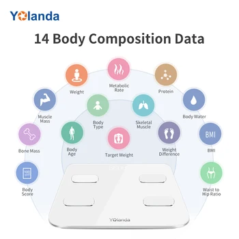 Yolanda CS20A WiFi+Bluetooth Body Fat Scale Smart Electronic Digital Weight Scale 14 Body Composition APP nieograniczona liczba użytkowników skala