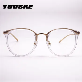 YOOSKE przezroczyste Okrągłe oprawki okularowe damskie moda folie optyczne okulary damskie przewymiarowany okulary krótkowzroczność ramka unisex