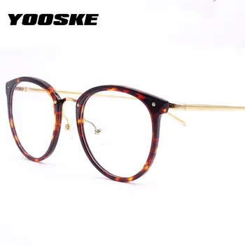 YOOSKE przezroczyste Okrągłe oprawki okularowe damskie moda folie optyczne okulary damskie przewymiarowany okulary krótkowzroczność ramka unisex