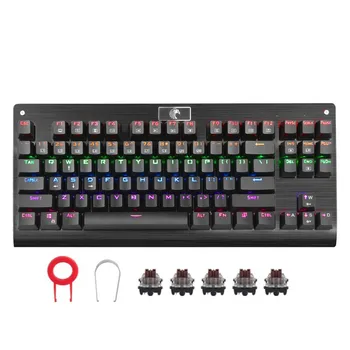 Z-77 87 key klawiatura mechaniczna LED multicolor backlit metal Outemu switch do profesjonalnych gier i maszynistki (czarny, biały)
