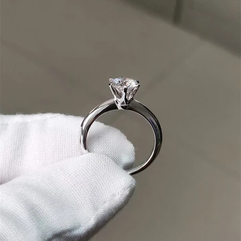 Z certyfikatem 1 karat cyrkonu Diamentowe pierścionki zaręczynowe dla kobiet, oryginalne 925 srebro złoto Pt pierścienie panny młodej biżuterii ślubnej