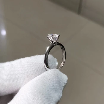 Z certyfikatem 1 karat cyrkonu Diamentowe pierścionki zaręczynowe dla kobiet, oryginalne 925 srebro złoto Pt pierścienie panny młodej biżuterii ślubnej