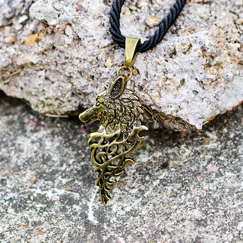 Zabytkowe złote srebrne kolory ohm mit Wilk Viking Amulet Totem Thor Młot naszyjnik kołnierz choker naszyjnik łańcuch dla mężczyzn biżuteria prezent