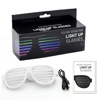 Zapalają się disco punkty reagują na dźwięk muzyki akumulator boczki odcienie rave okulary LED Party Glow In The Dark Glasses