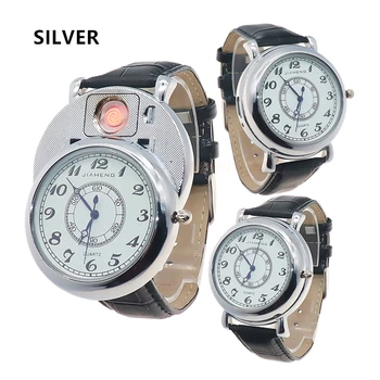 Zapalniczka męski zegarek kwarcowy USB ładowania wkład grzejny przewód беспламенный modne retrospektywnych zegarki męskie JH358-1