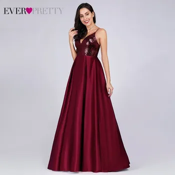 Zawsze dość bordowy a-line bez ramiączek, V-neck satynowe długie suknie wieczorowe Sexy 2020 nowa dostawa Sexy Abiye Gece Elbisesi