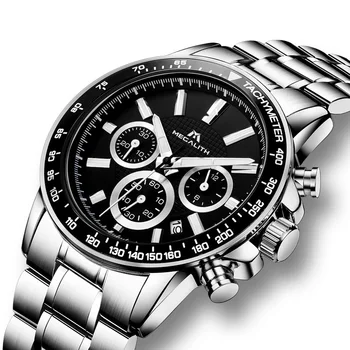 Zegar MES MEGALITH Top Brand Luxury kwarcowy zegarek dla mężczyzn wodoodporny chronograf analogowy zegarek męski biznes dorywczo zegarek