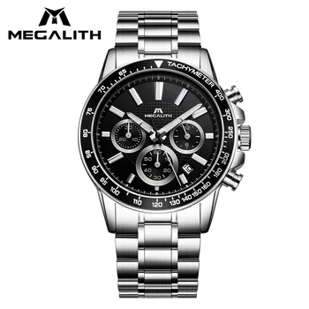 Zegar MES MEGALITH Top Brand Luxury kwarcowy zegarek dla mężczyzn wodoodporny chronograf analogowy zegarek męski biznes dorywczo zegarek