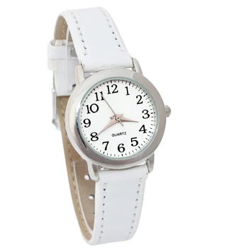 Zegarki damskie moda luksusowy skórzany pasek dzieci chłopiec dziewczynka Lady zegarek Kwarcowy okrągły unisex sukienka zegarki sportowe, zegarki U12 biały