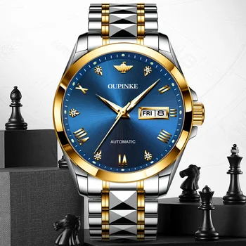 Zegarki męskie OUPINKE Top Brand Watches ze stali nierdzewnej w pełni automatyczne mechaniczne zegarki biznesowe zegarek mechaniczny zegarek