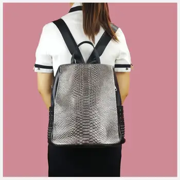 ZENCY oryginał skóra naturalna projektant Krokodyl wzór kobiety panie codzienne plecaki odzież damska okrągły skóra torby plecak