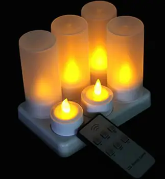 Zestaw 6szt świec led z pilotem połyskujące matowy Akumulator herbaty światło elektroniczne świece waxless Bar Wedding-Amber