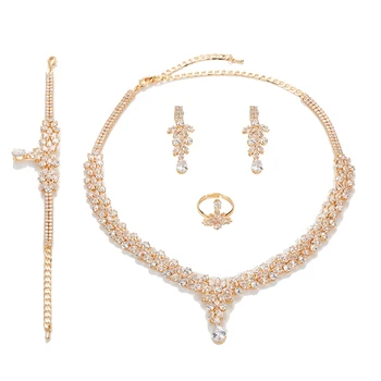 Zestawy biżuterii HADIYANA moda rocznika kobiet ślub naszyjnik kolczyki, pierścionek i bransoletka 4 szt. Zestaw BN7801 Conjunto de joyas