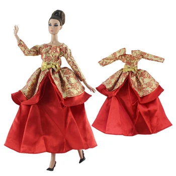 Zielony Czerwony Złoty Garnitur Moda Lalka Ubrania Dla Lalki Barbie Sukienka 1/6 Lalka Akcesoria Sukienka Dla Lalki Barbie Stroje