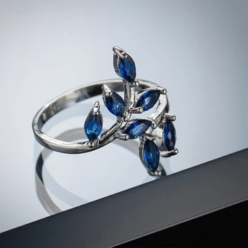Znakomity arkusz pierścień eleganckie damskie ślubne niebieski rhinestone pierścień akcesoria mody partia biżuteria prezenty