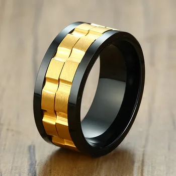 ZORCVENS męskie Spinner pierścień obrotowy obrączki okrągłe pierścienie klasyczny złoty kolor 9 mm Gent's Party biżuteria dropshipping