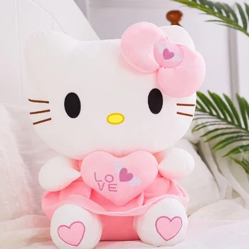Zupełnie nowy Kawaii Kitty pluszowe zabawki różowy łuk sukienka Kitty Cat lalka miękka zabawka super ładny prezent na urodziny dla dzieci