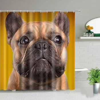 Zwierzę Pies zasłony prysznicowe 3D drukowane wystrój łazienki wodoodporna tkanina poliestrowa plac zasłona do wanny моющаяся z haczykami