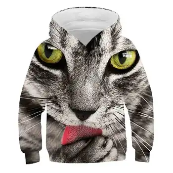 Zwierzęta kot 3D print chłopcy bluzy nastolatki 2020 Jesienne kurtki dla dzieci bluza z kapturem odzież dla dzieci sweter z długim rękawem topy