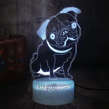 Zwierzęta ładny pies pies pies 3D optyczna iluzja nocne 7 kolorów lampa mały chłopiec, boże Narodzenie, Nowy rok lampa wystrój domu
