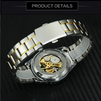 Zwycięzca biznes męskie zegarki najlepsze marki luksusowych mechaniczne zegarki męskie pasek ze stali nierdzewnej szkielet moda klasyczne zegarki