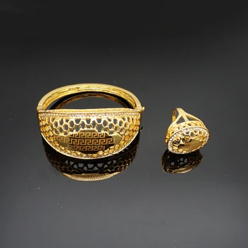 Złocenie biżuterii zestawy eleganckie zestawy biżuterii mody kobiet bransoletki pierścionek nowy projekt rhinestone bransoletka z kryształkami