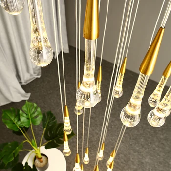 Złota kropla wody Kryształ twórczy wisząca europejski styl luksusowe lampy led Moderm szkło kryty wyspa oświetlenie restauracja