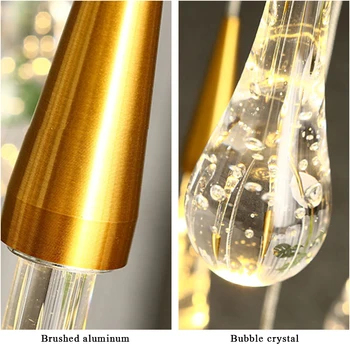 Złota kropla wody Kryształ twórczy wisząca europejski styl luksusowe lampy led Moderm szkło kryty wyspa oświetlenie restauracja