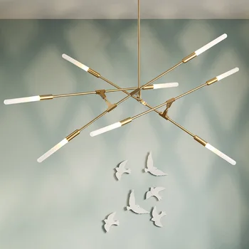 Złota led żyrandol oświetlenie nowoczesne skandynawskie Wielogłowicowe żelazne żyrandole do salonu restauracja sypialnia kuchnia wisząca