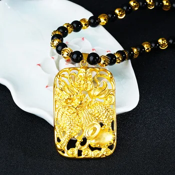 Złoty mityczne zwierzę powodzenia dla rodziny 2019 wykwintne biżuteria naszyjniki dla mężczyzn kobiet Jednorożec naszyjnik koraliki łańcuch dla mężczyzn
