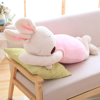 Ładny królik pluszowe poduszki miękkie Królik miękkie zwierzęta lalka miękki komfort snu uspokoić leżąc Królik poduszka zabawki dla dziewczyny prezenty