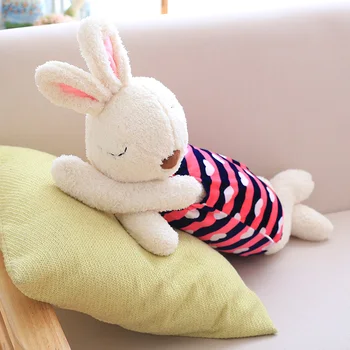 Ładny królik pluszowe poduszki miękkie Królik miękkie zwierzęta lalka miękki komfort snu uspokoić leżąc Królik poduszka zabawki dla dziewczyny prezenty