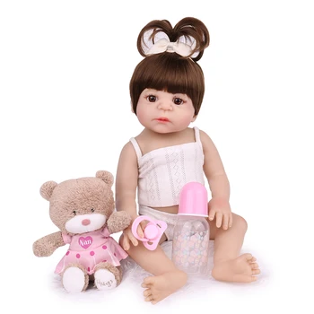 Ładny pełna miękki silikon Reborn baby doll 48 cm wanna dla dzieci gry i zabawki Reborn dziecko dziewczynka łóżko Playmate tapety na dzieci prezenty na Urodziny